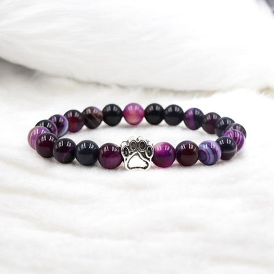 Dream Amethyst Bracelet with Dog/Cat Footprint Paw Charm