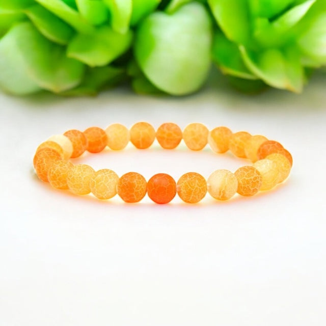 Orange Sun Cracked Agate Crystal Bracelet