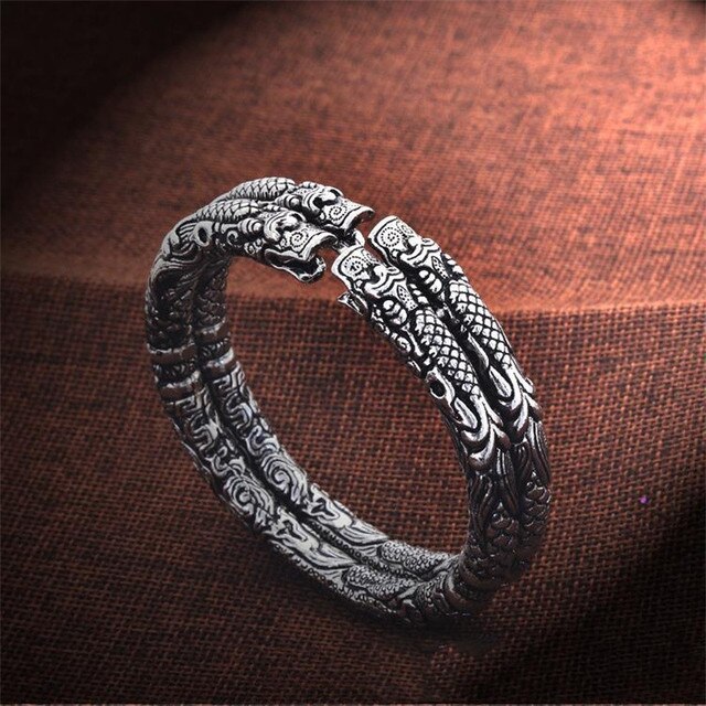 Four-Legendary-Dragon Bangle in Thai Silver - Ultimate Protection & Prosperity