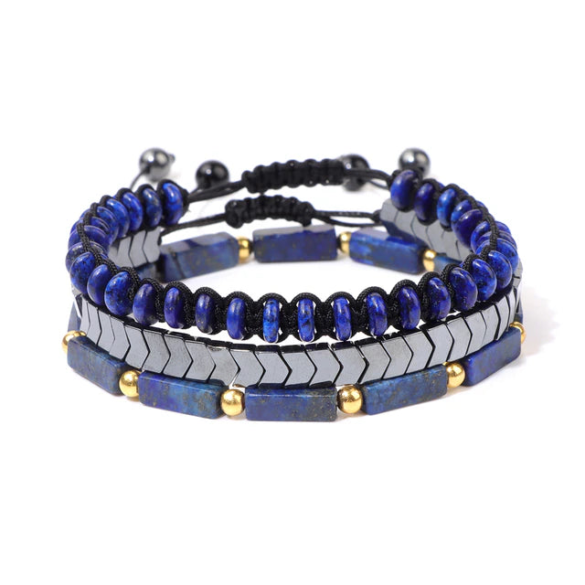 Lapis Lazuli & Hematite Pain Relief Bracelet Pack (Set Of 3)