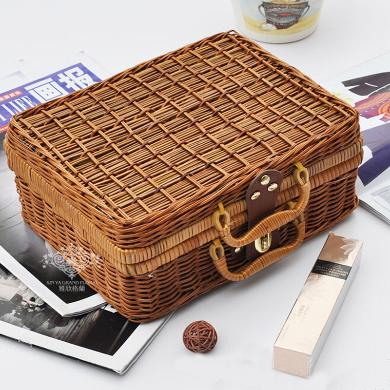 Df 131 Vintage Basket Handmade Wicker Weave Bamboo