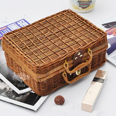 Df 131 Vintage Basket Handmade Wicker Weave Bamboo