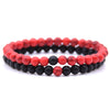Natural Stone Mix Bracelets - Matte Onyx & Red Turquoise