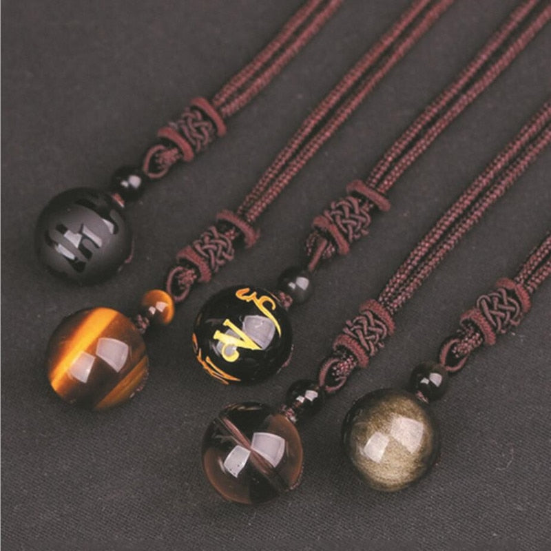 Df 71 Natural Stone Bead Pendant Necklace - Lucky Transfer