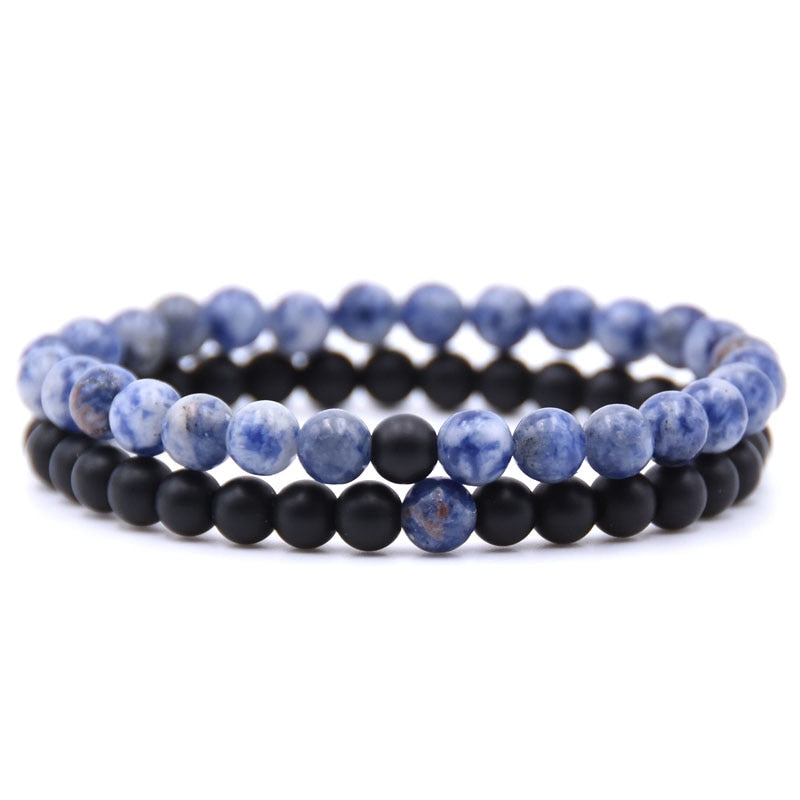 Natural Stone Mix Bracelets - Matte Onyx & Sodalite