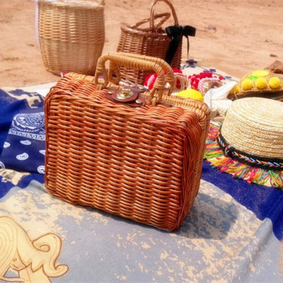 Df 131 Vintage Basket Handmade Wicker Weave Bamboo