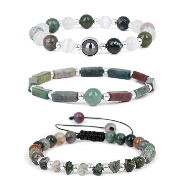 Indian Agate Balance & Stamina Bracelet Set