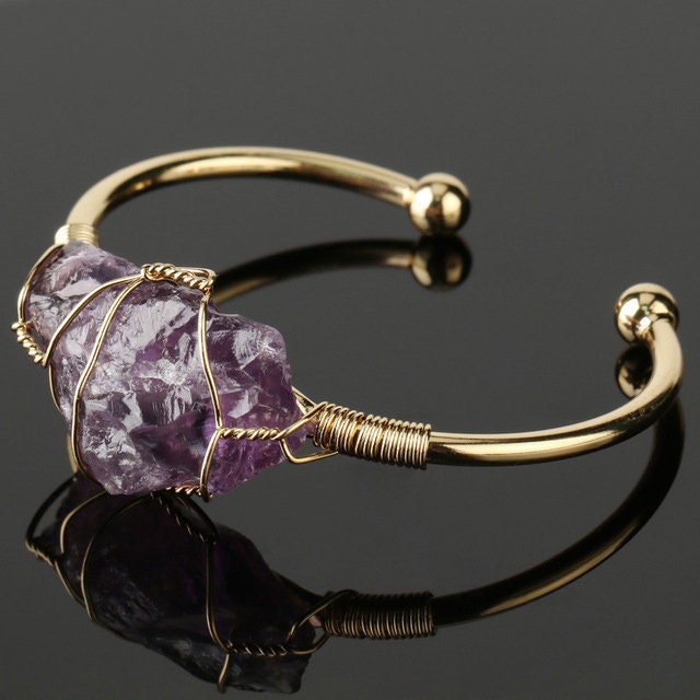Amethyst Energy Calming Crystal Bangle Bracelet