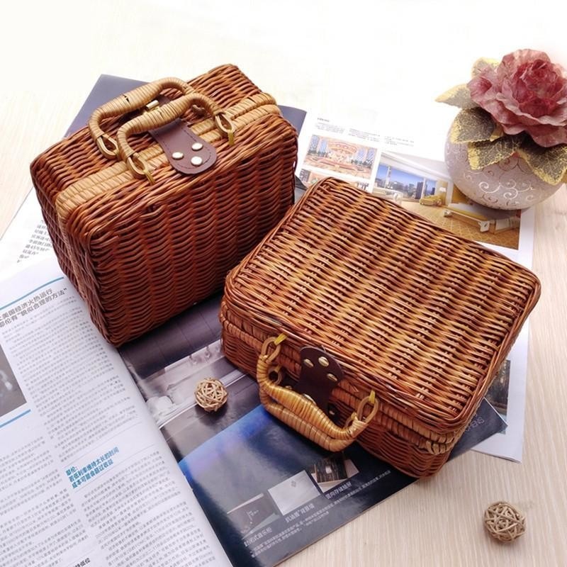 Df 131 Vintage Basket Handmade Wicker Weave Bamboo