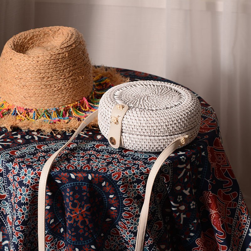 Bamboo woven bags and sunglasses