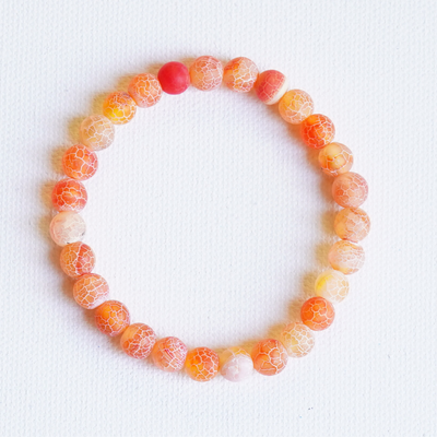 Orange Sun Cracked Agate Crystal Bracelet