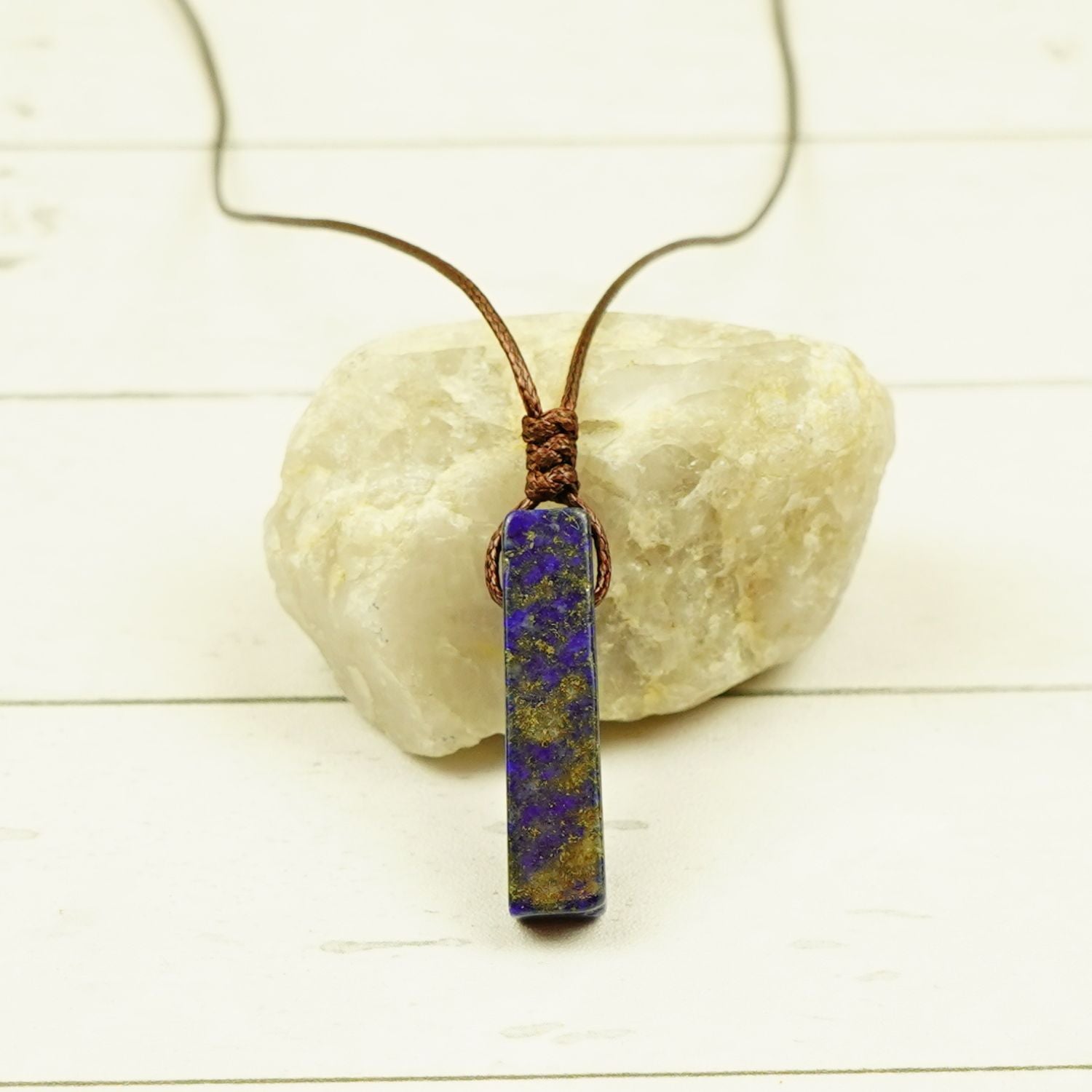 Wisdom & Inner Peace Rectangle Lapis Lazuli Pendant Necklace