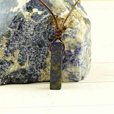 Wisdom & Inner Peace Rectangle Lapis Lazuli Pendant Necklace