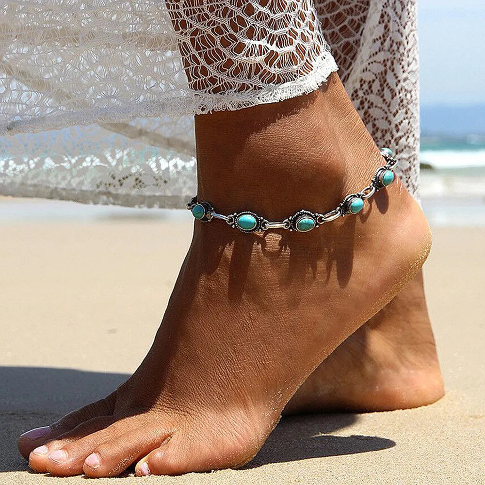 Timeless Elegance Blue Turquoise Anklet