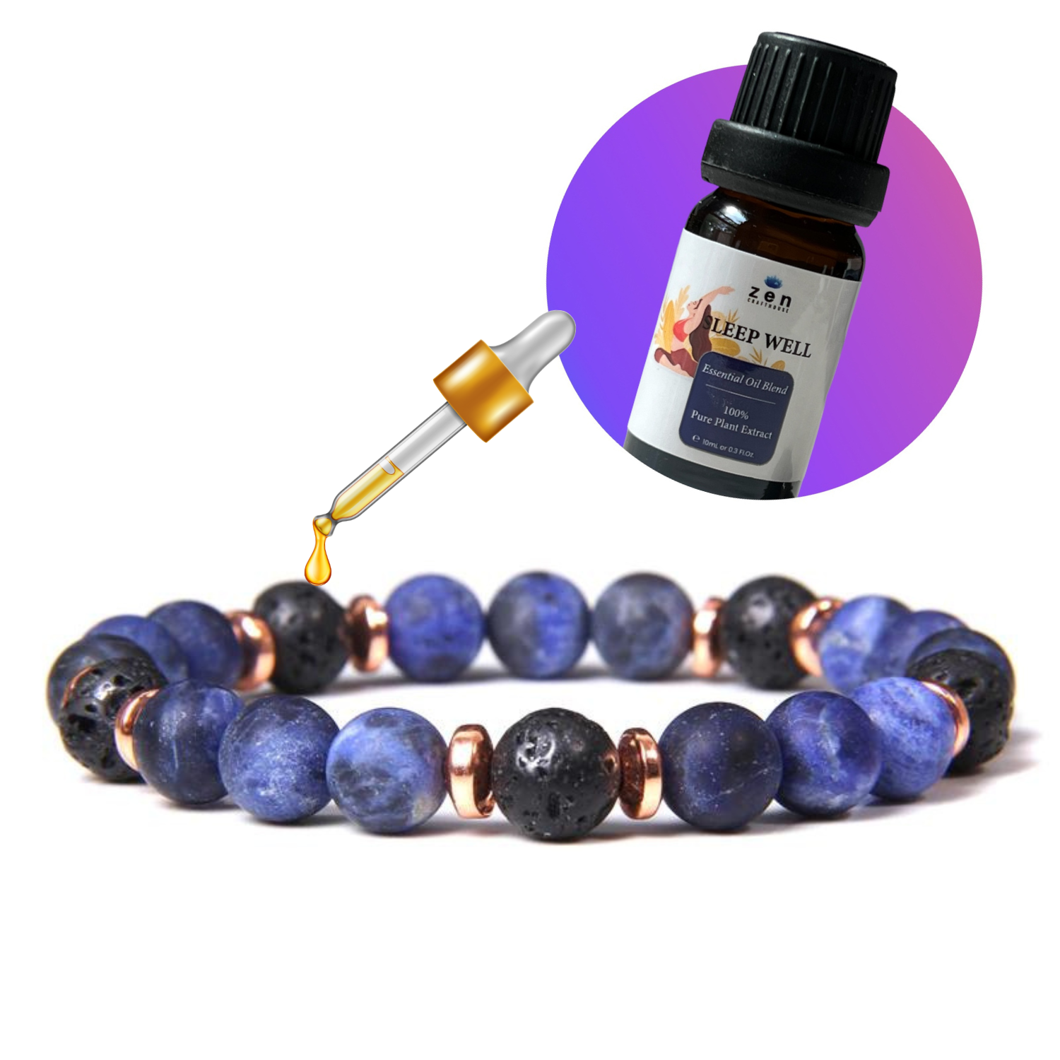 Sleep Well Crystal Aromatherapy Bracelet Set