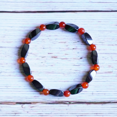 Magnetic Therapy Bracelet Black and Fire Engine