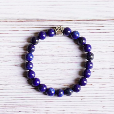 Natural Stone Beads Bracelet with Footprint Paw Charm