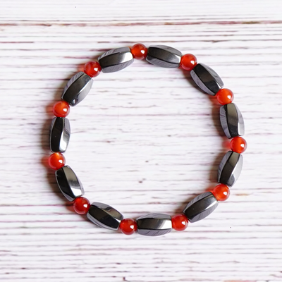 Magnetic Therapy Bracelet Black and Fire Engine Red
