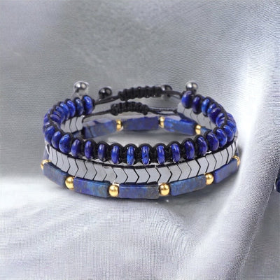 Lapis Lazuli & Hematite Pain Relief Bracelet Pack (Set Of 3)