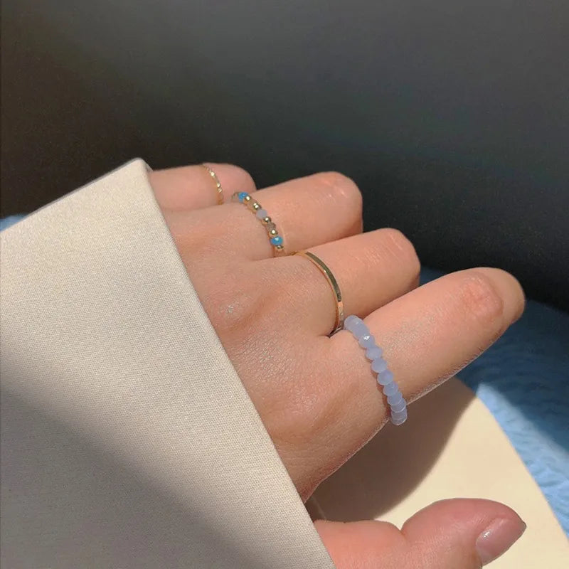 Korean Style Minimalism Crystal Ring Set