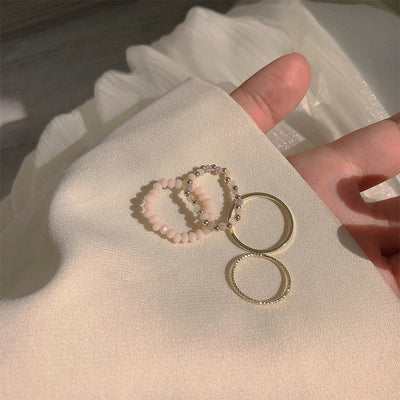 Korean Style Minimalism Crystal Ring Set