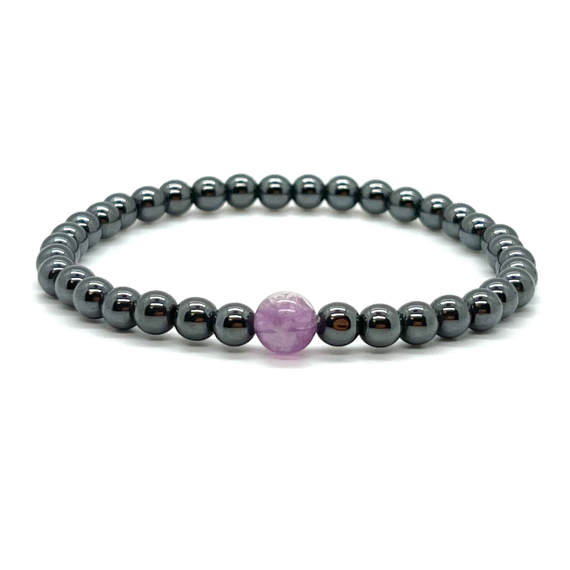 Joint Movement Support Purple Fluorite & Hematite Bracelet (Non-Magnetic)