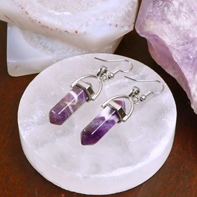 Amethyst Crystal Point Chakra Earrings