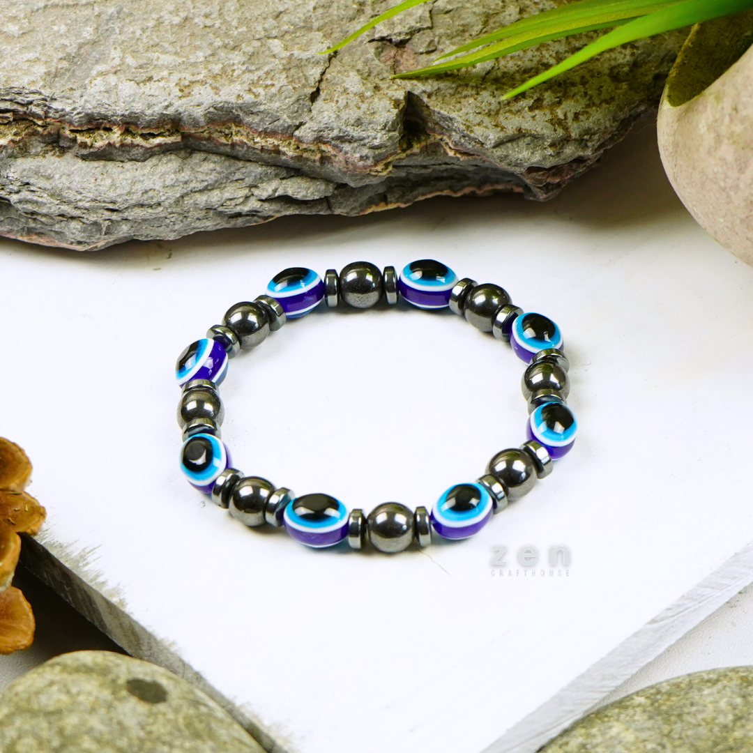Blue Evil Eye Hematite Omni Protection Bracelet