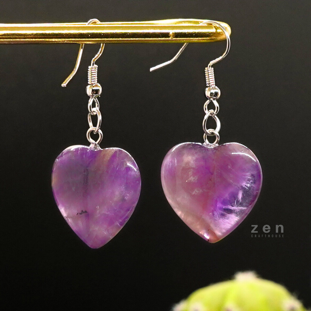 Amethyst Dreamy Heart Earrings