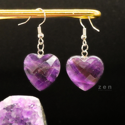 Amethyst Dreamy Heart Earrings