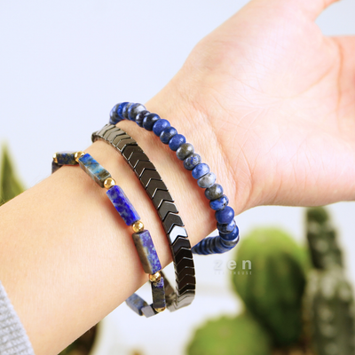 Lapis Lazuli & Hematite Pain Relief Bracelet Pack (Set Of 3)