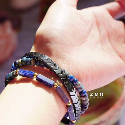 Lapis Lazuli & Hematite Pain Relief Bracelet Pack (Set Of 3)