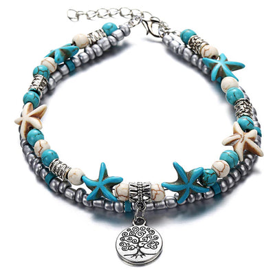 Ocean's Harmony Blue Turquoise Anklet