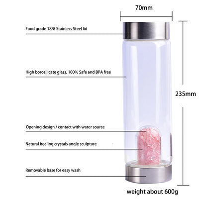 Energy Crystal Water Bottle - 12 gemstone options