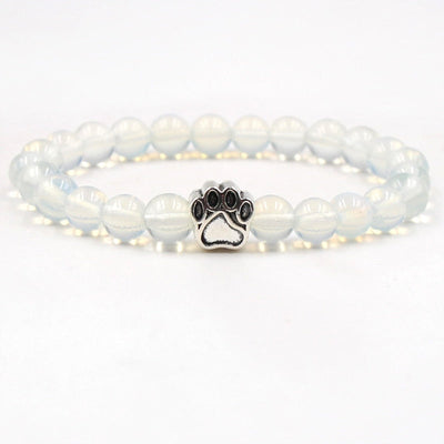 Natural Stone Beads Bracelet with Footprint Paw Charm