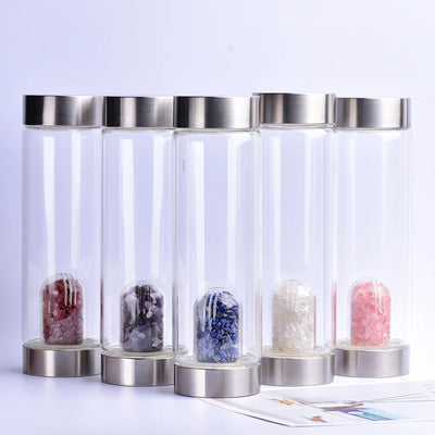 Energy Crystal Water Bottle - 12 gemstone options