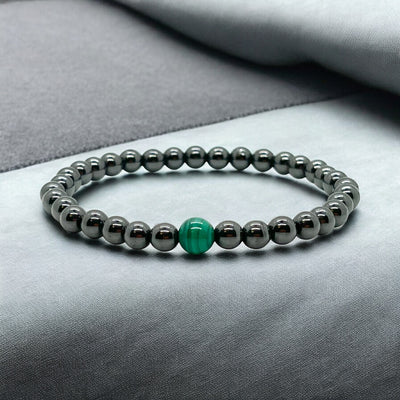 Natural Malachite & Hematite Pain Support Bracelet