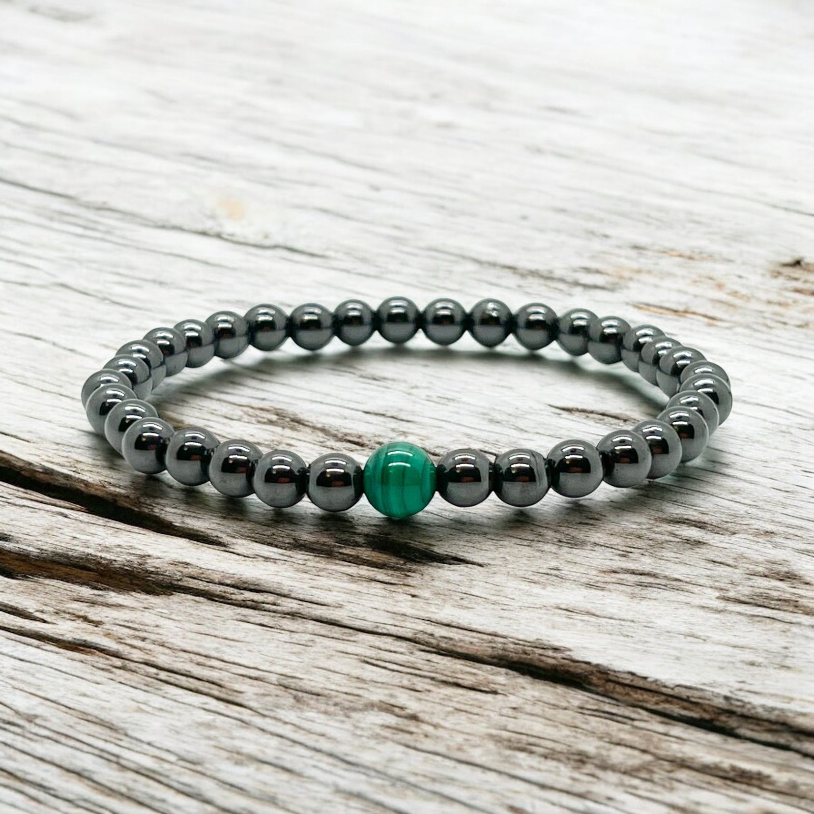 Natural Malachite & Hematite Pain Support Bracelet