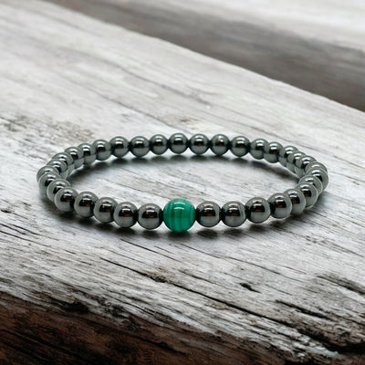 Natural Malachite & Hematite Pain Support Bracelet