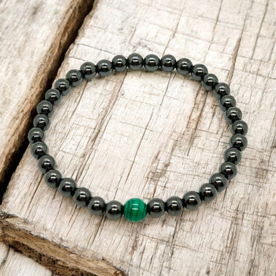 Natural Malachite & Hematite Pain Support Bracelet