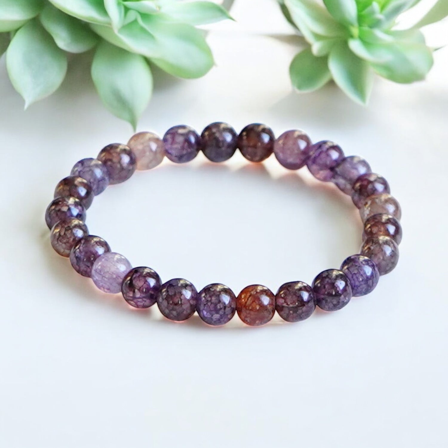 Color Therapy White & Coffee Agate Crystal Bracelet