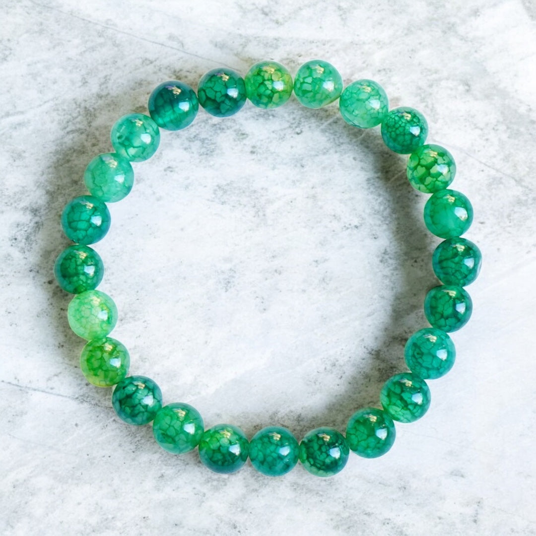 Green Weathered Agate Crystal Bracelet Stone Handmade