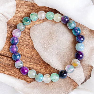 Color Therapy Multi-Color Cracked Agate Crystal Bracelet