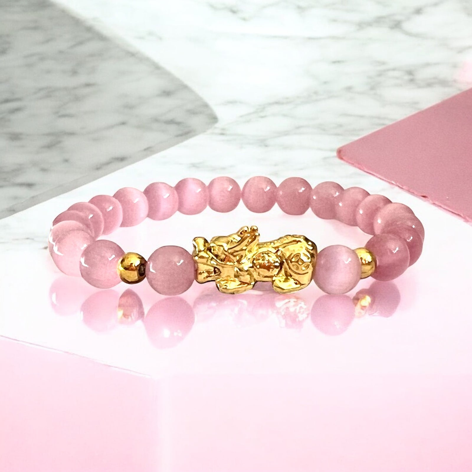Pink Cat Eye Pixiu Bracelet