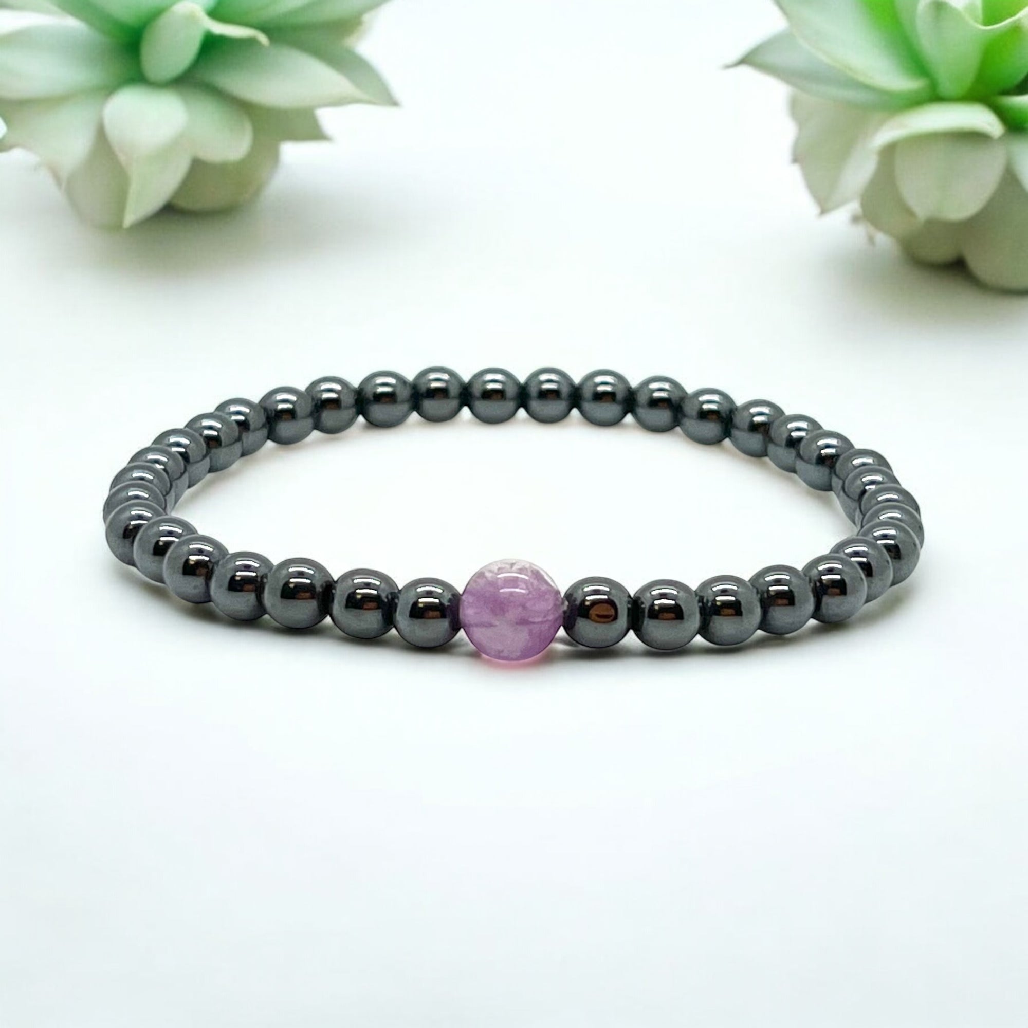 Joint Movement Support Purple Fluorite & Hematite Bracelet - Non-Magnetic