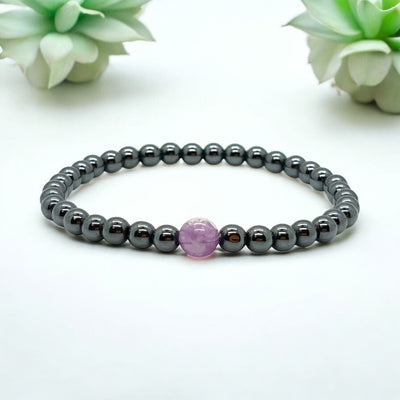 Joint Movement Support Purple Fluorite & Hematite Bracelet - Non-Magnetic