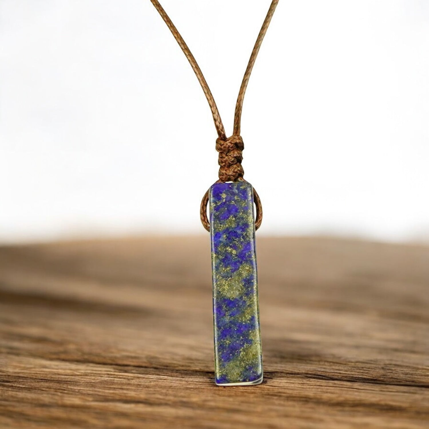 Wisdom & Inner Peace Rectangle Lapis Lazuli Pendant Necklace