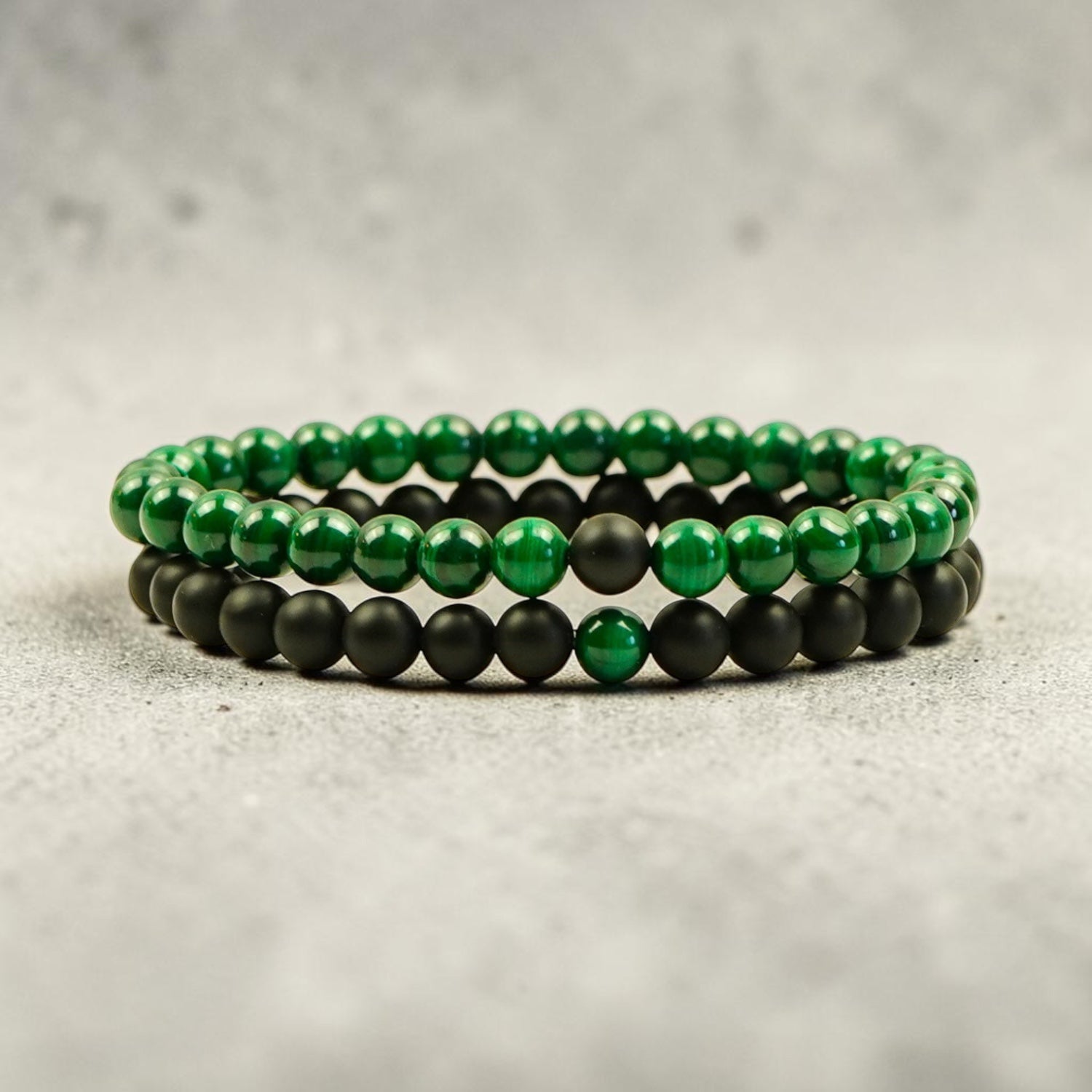Emotional Balance & Protection Malachite & Black Onyx Bracelets