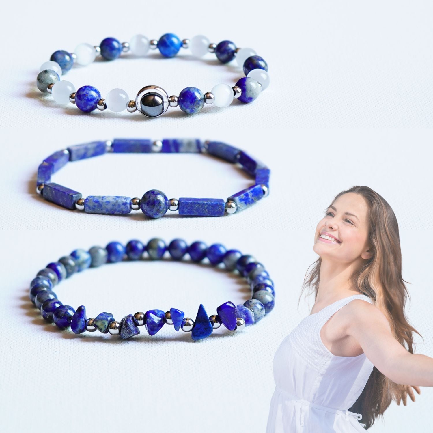 Lapis Lazuli & Hematite Pain Relief Bracelet Pack (Set Of 3