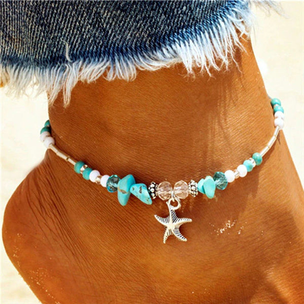 Blue Anklet String Ocean's Relaxation Blue Turquoise Anklet - Zencrafthouse